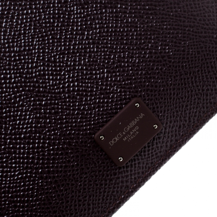 Pre Owned Dolce & Gabbana Burgundy Leather Bifold Wallet