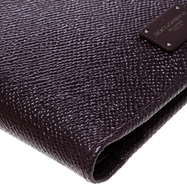 Pre Owned Dolce & Gabbana Burgundy Leather Bifold Wallet
