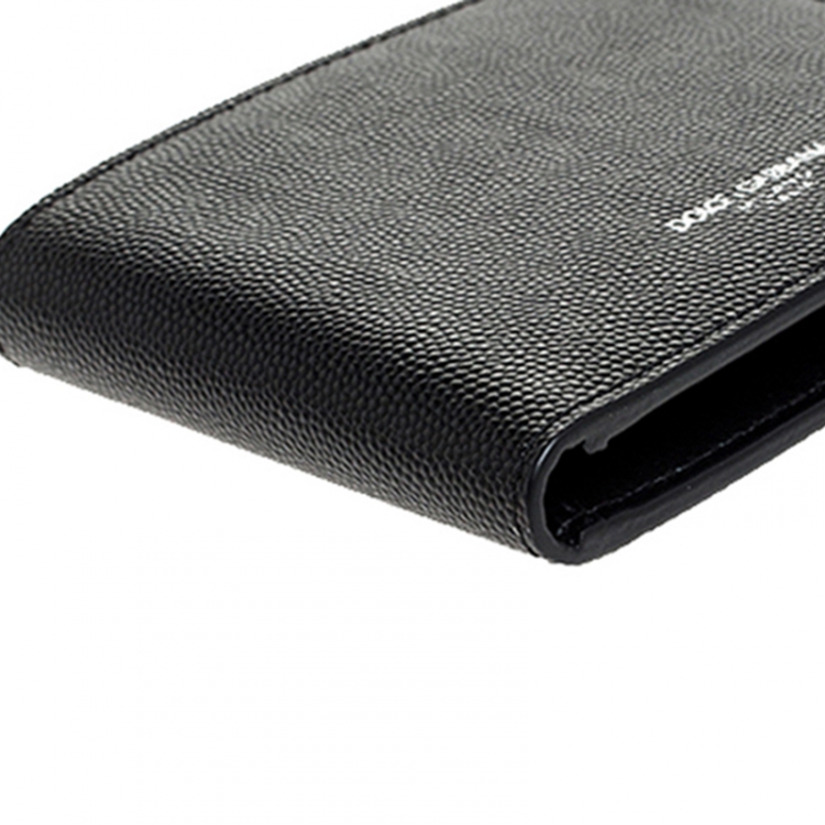 Pre Owned Dolce & Gabbana Black Leather Bifold Wallet