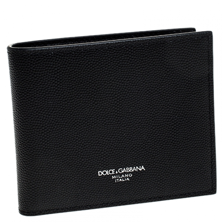 Pre Owned Dolce & Gabbana Black Leather Bifold Wallet