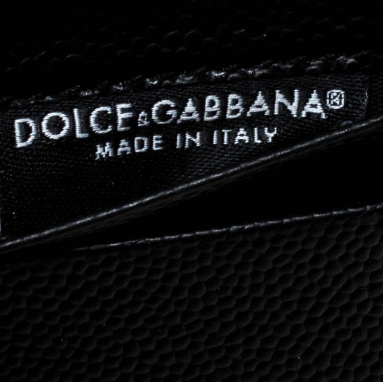 Pre Owned Dolce and Gabbana Black Vitello Leather Card Holder