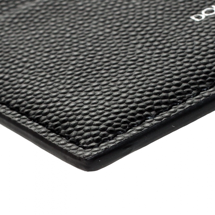 Pre Owned Dolce and Gabbana Black Vitello Leather Card Holder