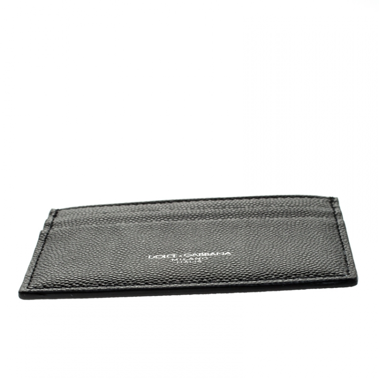 Pre Owned Dolce and Gabbana Black Vitello Leather Card Holder