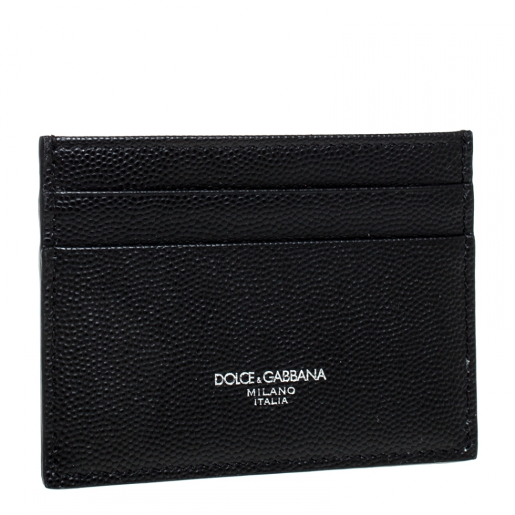 Pre Owned Dolce and Gabbana Black Vitello Leather Card Holder