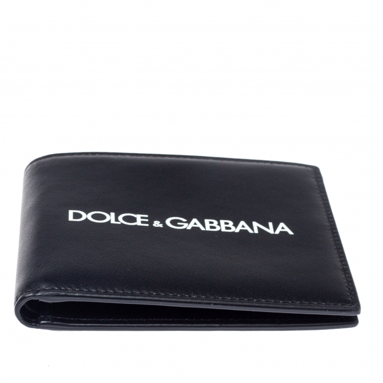 Pre Owned Dolce & Gabbana Logo Print Leather Bifold Wallet