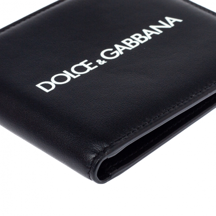Pre Owned Dolce & Gabbana Logo Print Leather Bifold Wallet