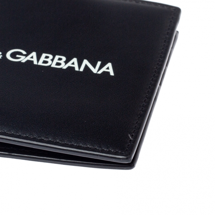 Pre Owned Dolce & Gabbana Logo Print Leather Bifold Wallet