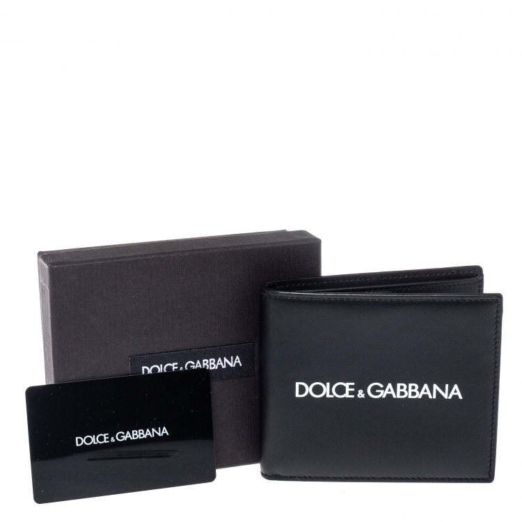 Pre Owned Dolce & Gabbana Logo Print Leather Bifold Wallet