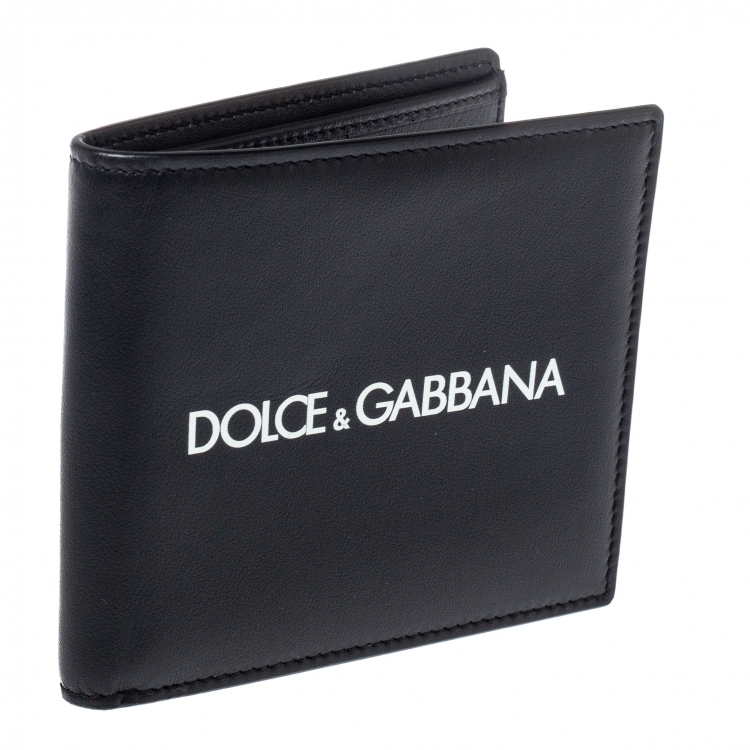 Pre Owned Dolce & Gabbana Logo Print Leather Bifold Wallet
