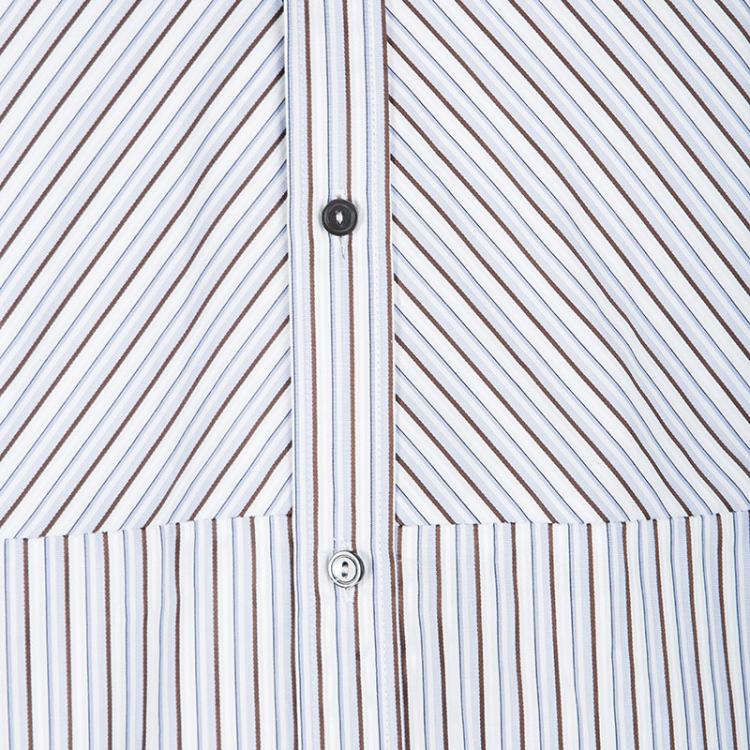 Pre Owned Dolce and Gabbana Gold Directional Striped Paneled Long Sleeve Shirt XL