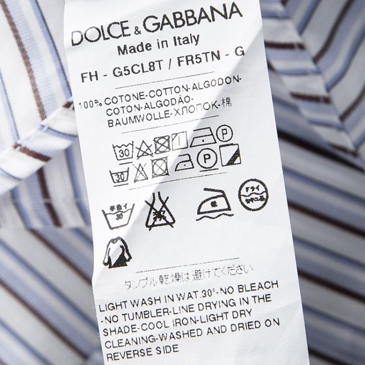 Pre Owned Dolce and Gabbana Gold Directional Striped Paneled Long Sleeve Shirt XL