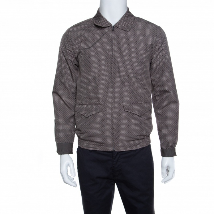 مملوكة مسبقًا Dolce and Gabbana Brown and Grey Reversible Zip Front Bomber Jacket S