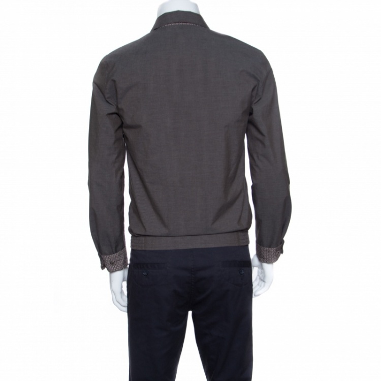 مملوكة مسبقًا Dolce and Gabbana Brown and Grey Reversible Zip Front Bomber Jacket S