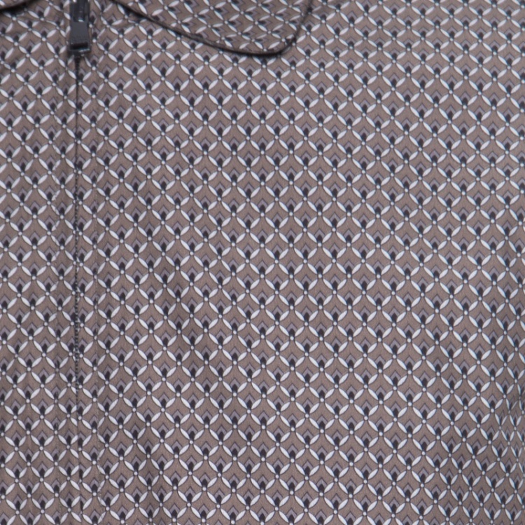 مملوكة مسبقًا Dolce and Gabbana Brown and Grey Reversible Zip Front Bomber Jacket S