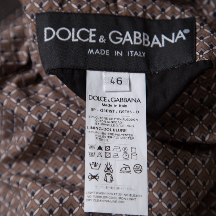 مملوكة مسبقًا Dolce and Gabbana Brown and Grey Reversible Zip Front Bomber Jacket S