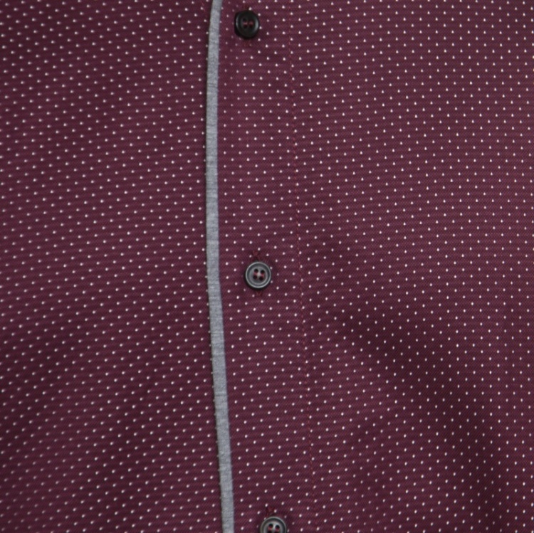 Pre Owned Dolce and Gabbana Gold Burgundy Dotted Cotton Jacquard Jersey Trim Shirt M