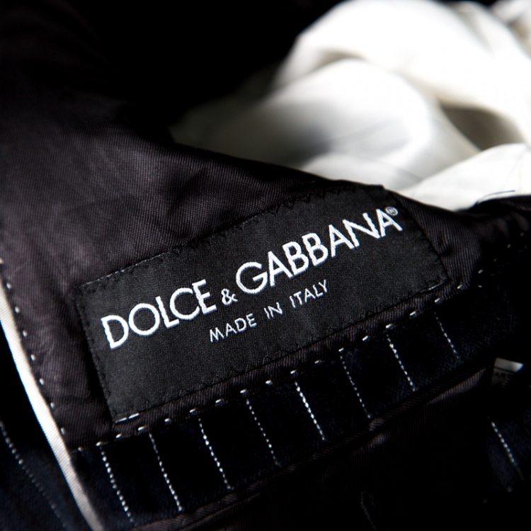 مملوكة مسبقًا Dolce and Gabbana Black Striped Velvet Martini Blazer M