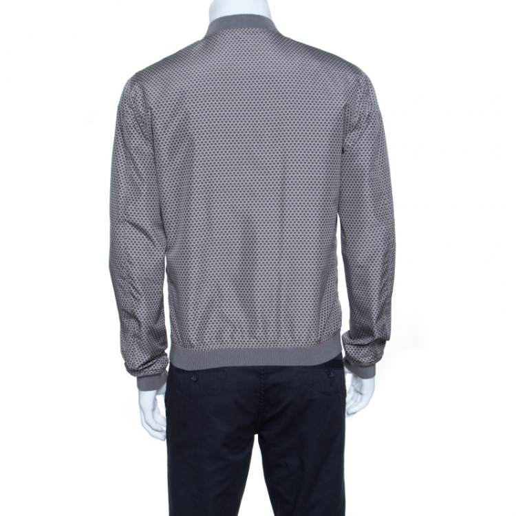 Pre Owned Dolce and Gabbana Printed and Striped Rib Trim Reversible Bomber Jacket L