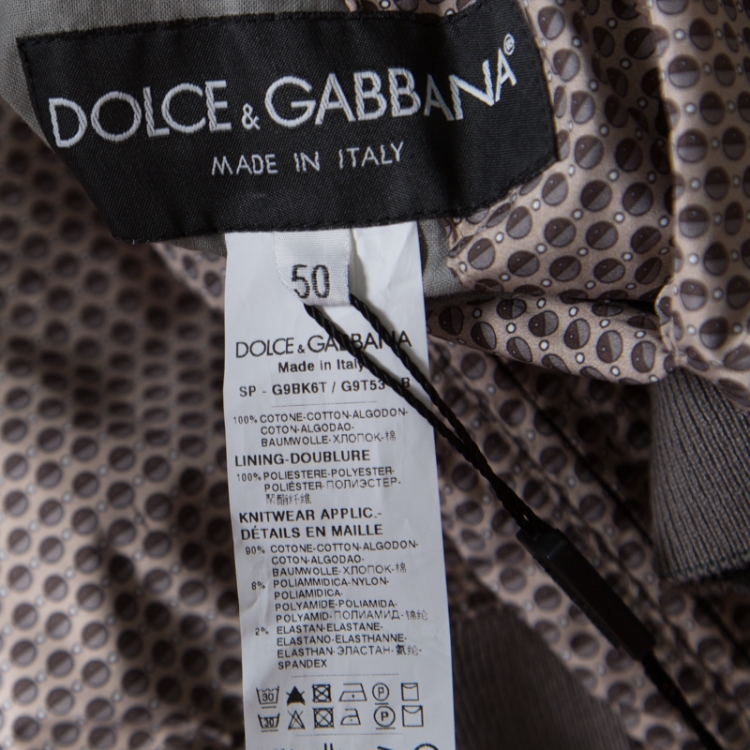 Pre Owned Dolce and Gabbana Printed and Striped Rib Trim Reversible Bomber Jacket L