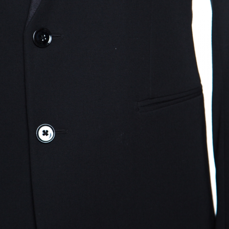 Pre Owned Dolce and Gabbana Black Wool Blend Velvet Trim Blazer M