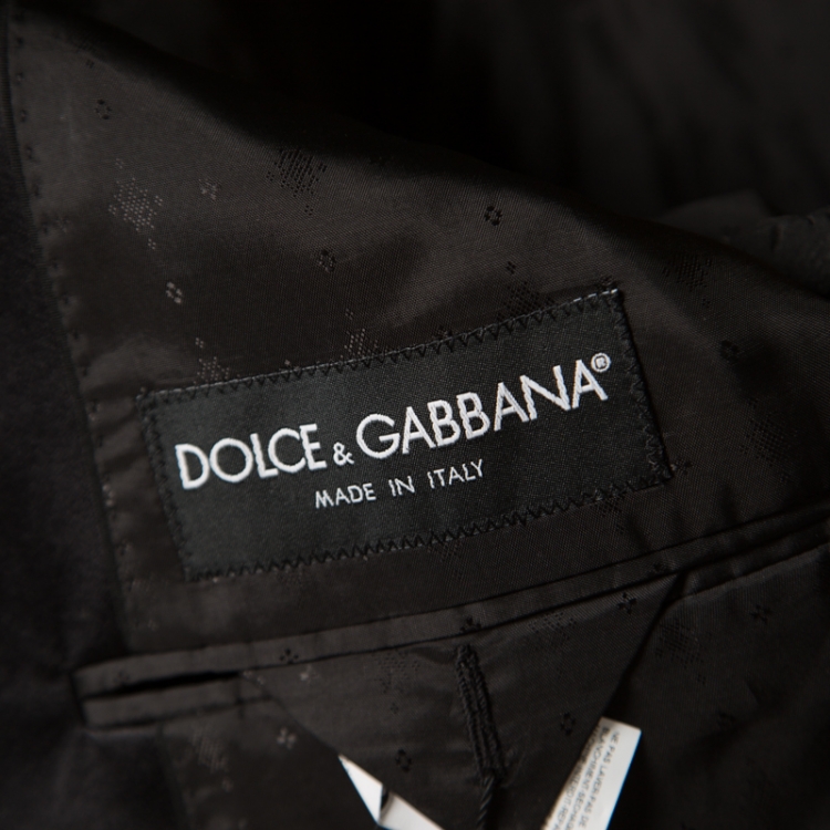 Pre Owned Dolce and Gabbana Black Wool Blend Velvet Trim Blazer M