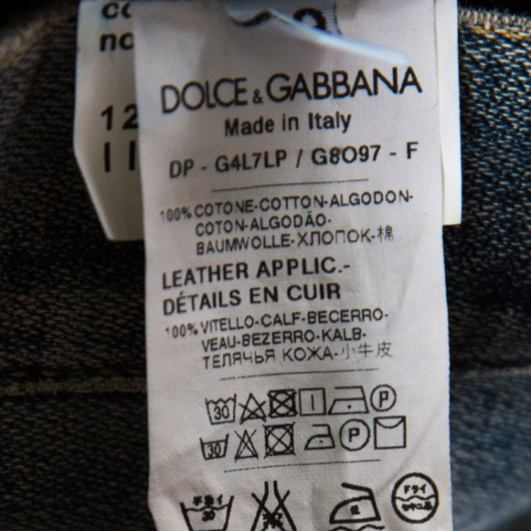 Pre Owned Dolce and Gabbana Indigo Washed Denim Splatter Effect Distressed Jeans M