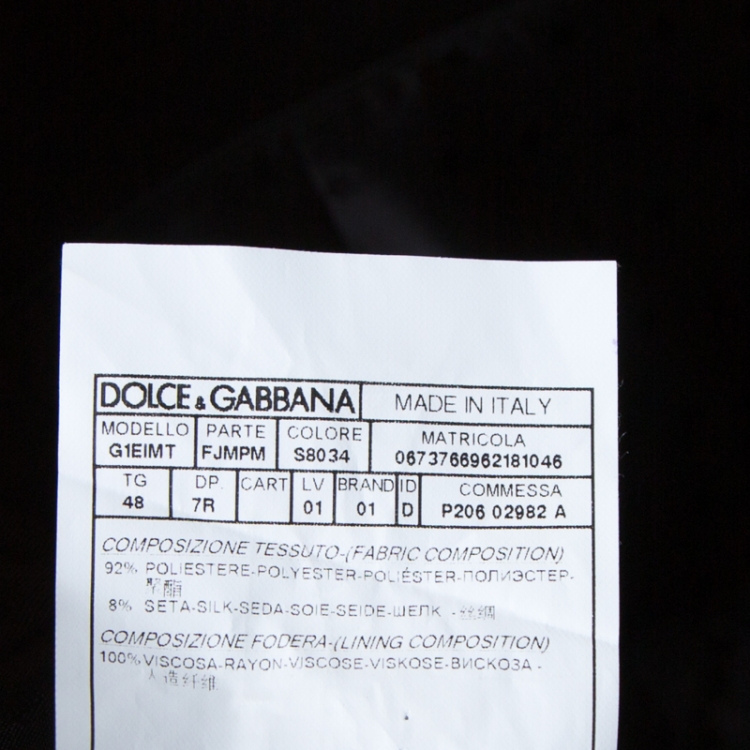 Pre Owned Dolce and Gabbana Gold Grey Metallic Jacquard Satin Trim Tuxedo Blazer M