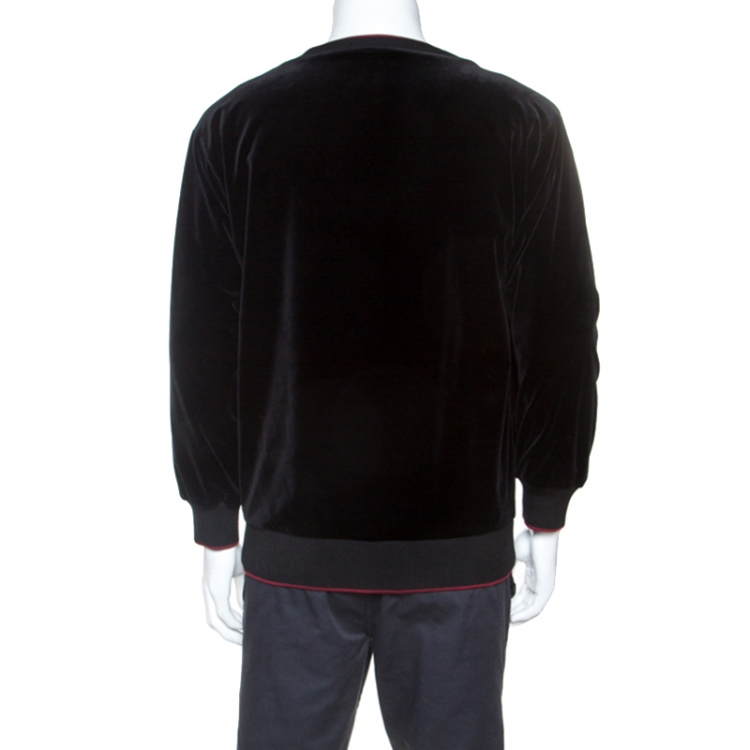 مملوكة مسبقًا Dolce & Gabbana Black Cupid Floral Pattern Velvet Sweatshirt L