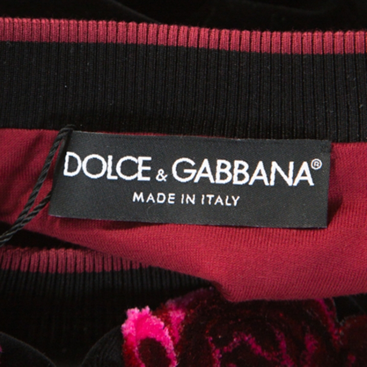 مملوكة مسبقًا Dolce & Gabbana Black Cupid Floral Pattern Velvet Sweatshirt L