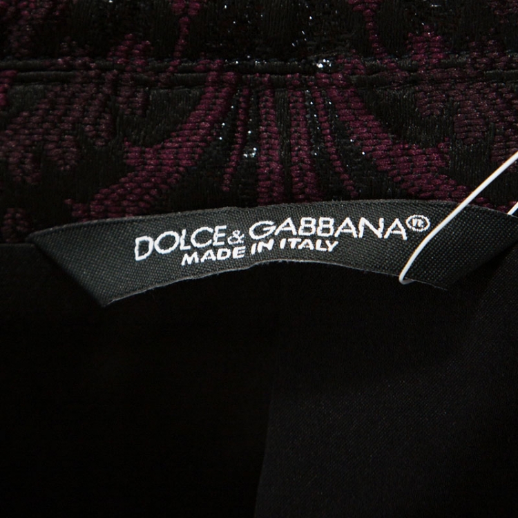 Pre Owned Dolce & Gabbana Black & Burgundy Jacquard Three Piece Martini Suit XXL