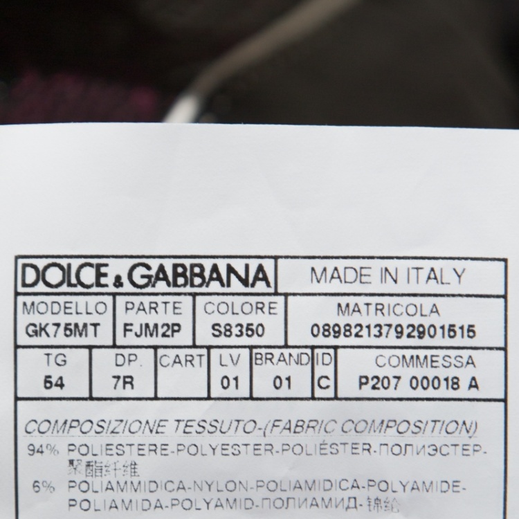 Pre Owned Dolce & Gabbana Black & Burgundy Jacquard Three Piece Martini Suit XXL