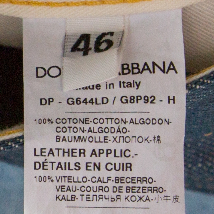 Pre Owned Dolce & Gabbana Gold Blue Denim Straight Fit Jeans S