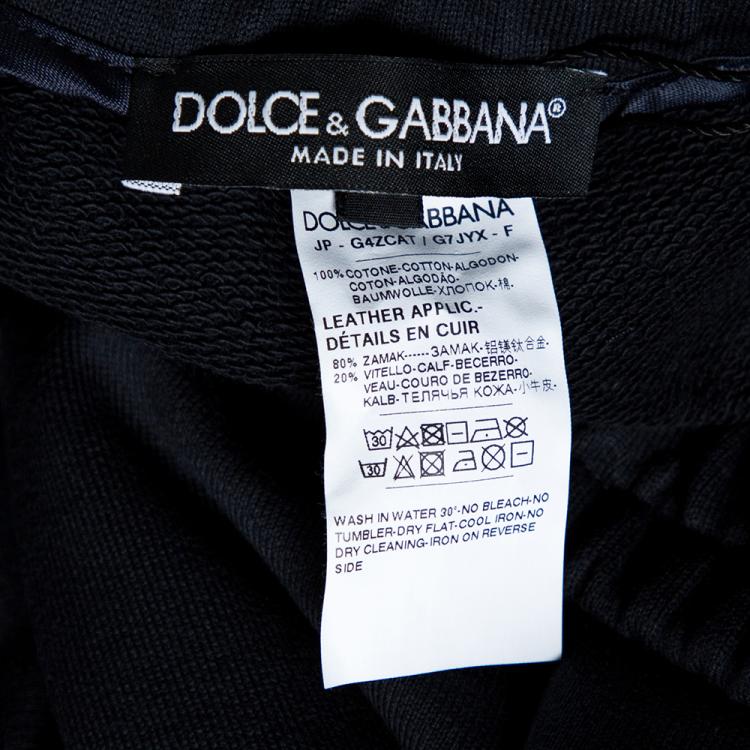 Pre Owned Dolce & Gabbana Navy Blue Cotton Logo Silver Plate Detail Sweatpants IT 50