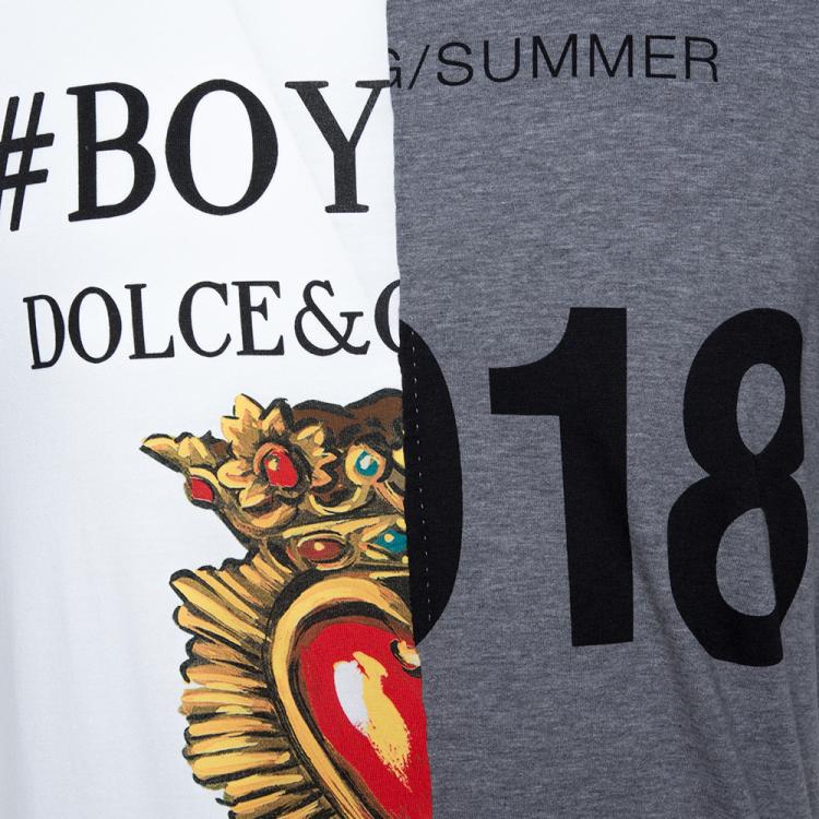 مملوكة مسبقًا Dolce & Gabbana Two-Tone Print Cotton Jersey T Shirt IT 46