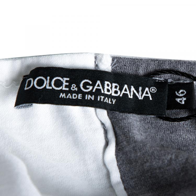 مملوكة مسبقًا Dolce & Gabbana Two-Tone Print Cotton Jersey T Shirt IT 46