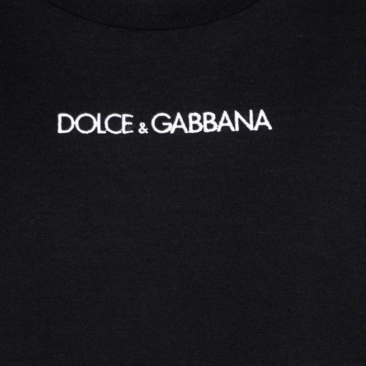 Pre Owned Dolce & Gabbana Black Cotton Logo Sleeveless T Shirt IT 46