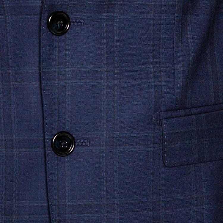 Pre Owned Dolce & Gabbana Blue Check Print Virgin Wool Single Breasted Suit IT 44