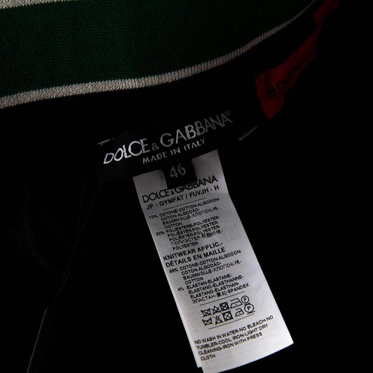 Pre Owned Dolce & Gabbana Black DG Mania Print Cotton Stretch Knit Details Track Pants IT 46