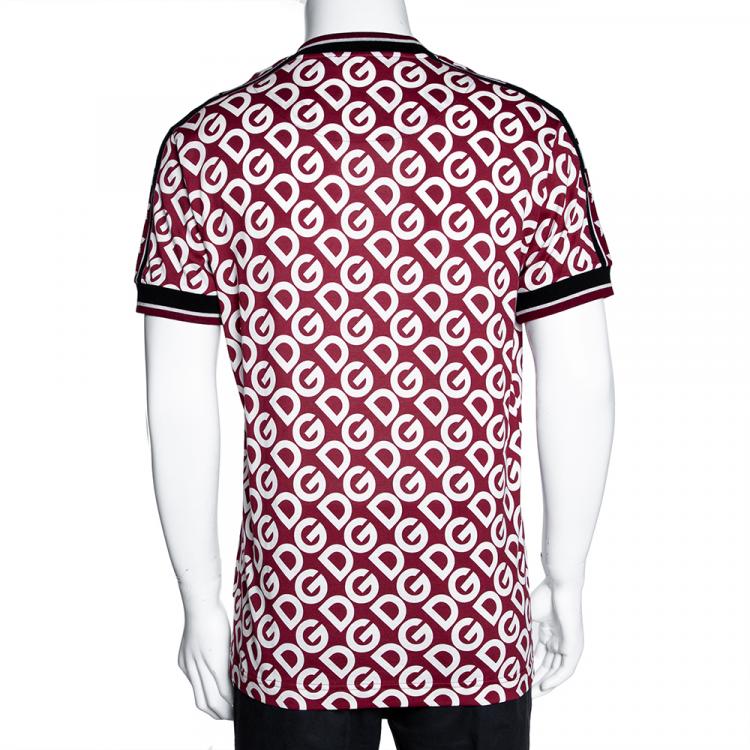 Dolce & Gabbana Red DG Mania Print Cotton Jersey T Shirt IT 50