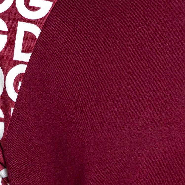 مملوكة مسبقًا Dolce & Gabbana Bordeaux DG Mania Print Cotton Jersey Crew Neck T Shirt M