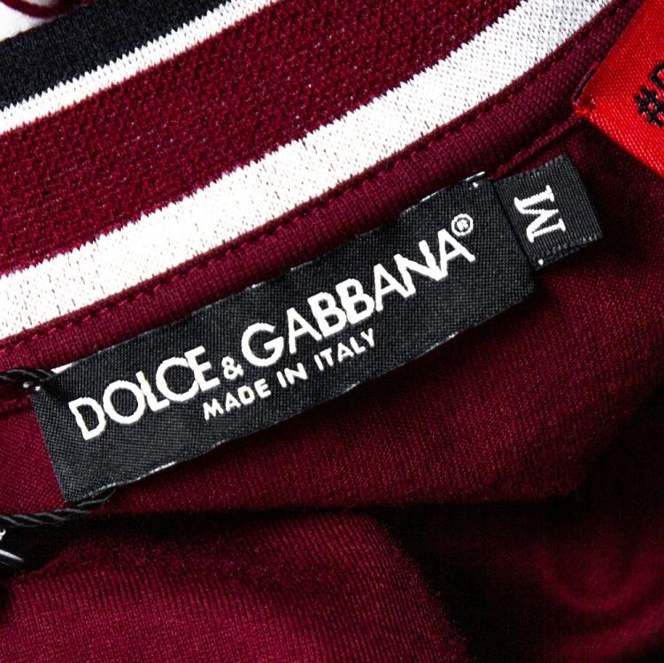مملوكة مسبقًا Dolce & Gabbana Bordeaux DG Mania Print Cotton Jersey Crew Neck T Shirt M