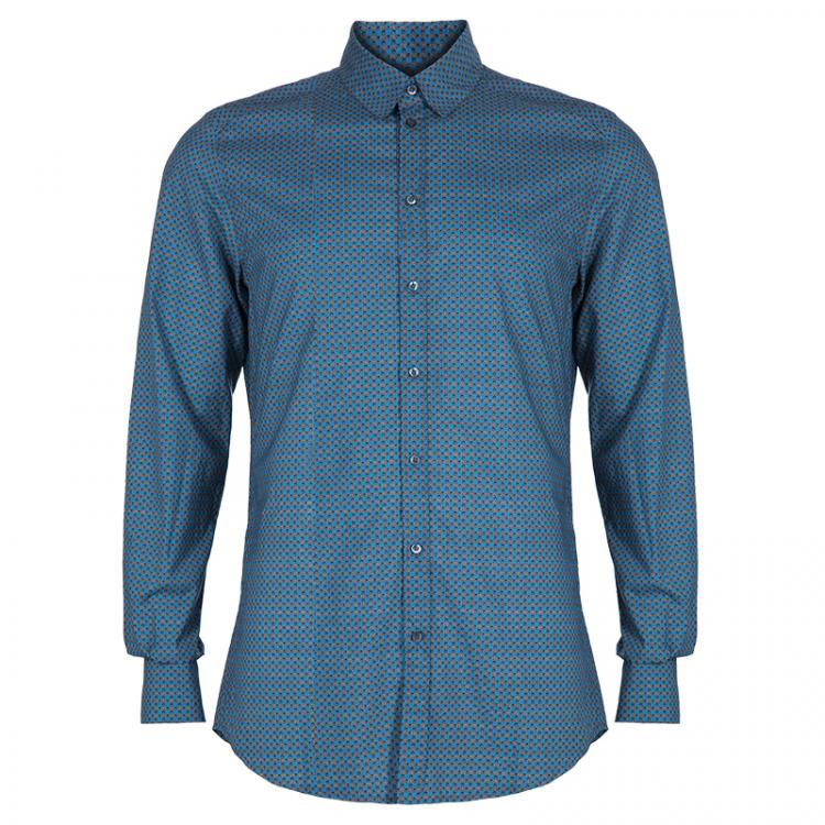 Pre Owned Dolce & Gabbana Blue Abstract Shirt L