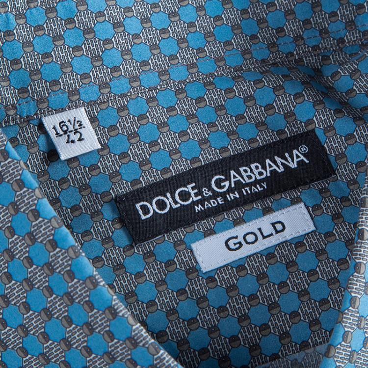 Pre Owned Dolce & Gabbana Blue Abstract Shirt L