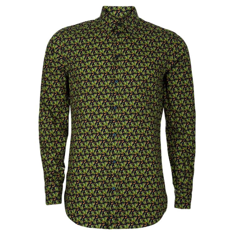 Pre Owned Dolce and Gabbana Men's Green Cactus Shirt L