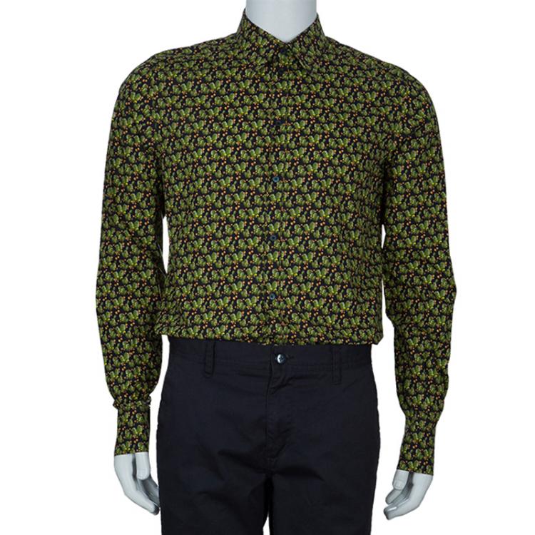Pre Owned Dolce and Gabbana Men's Green Cactus Shirt L