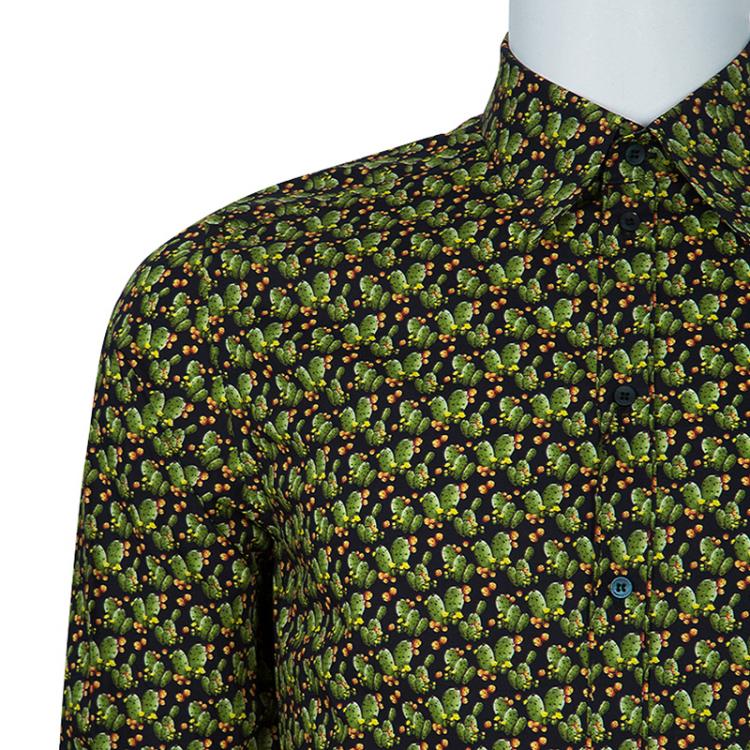 Pre Owned Dolce and Gabbana Men's Green Cactus Shirt L