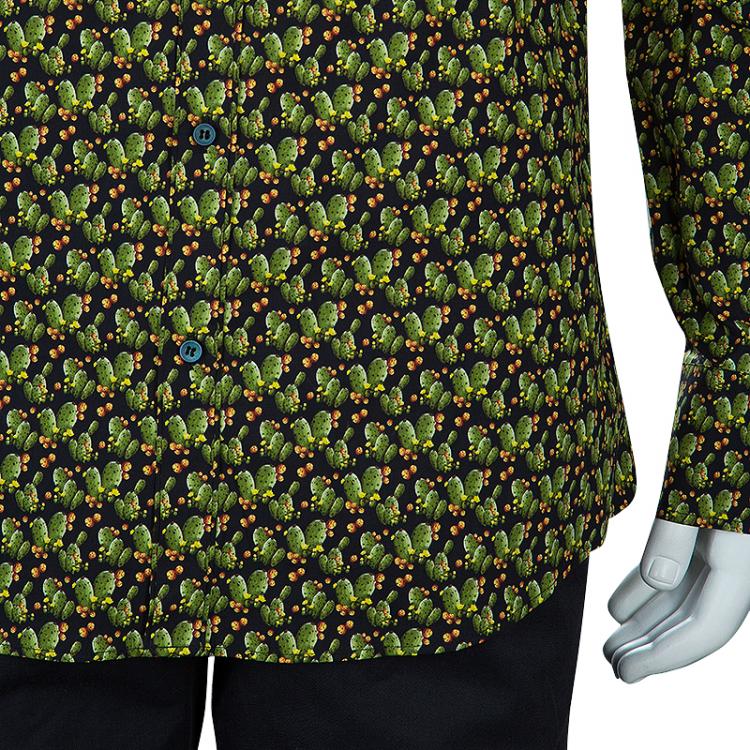 Pre Owned Dolce and Gabbana Men's Green Cactus Shirt L