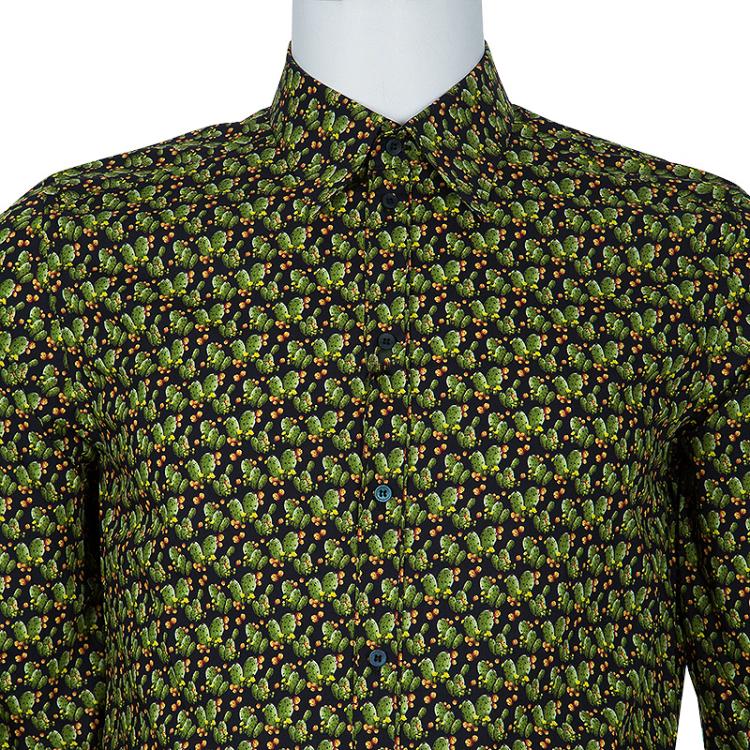 Pre Owned Dolce and Gabbana Men's Green Cactus Shirt L