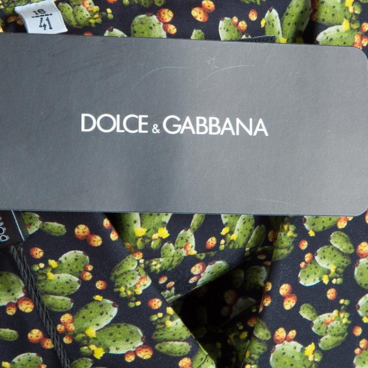 Pre Owned Dolce and Gabbana Men's Green Cactus Shirt L