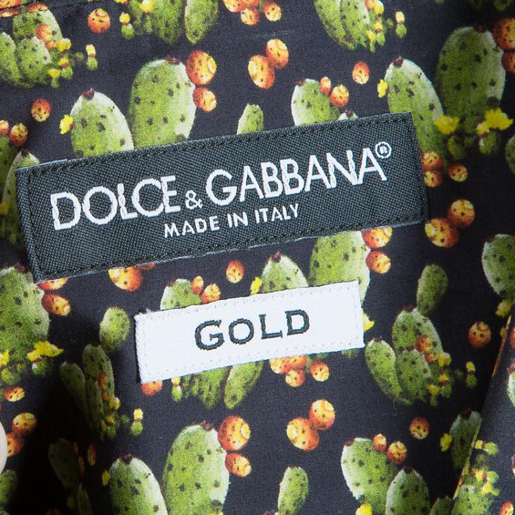 Pre Owned Dolce and Gabbana Men's Green Cactus Shirt L
